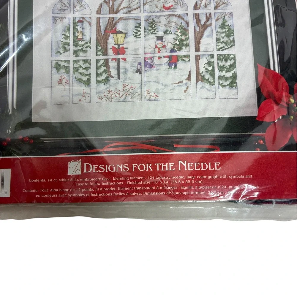 Designs for the Needle Unisex 10x14 Cross Stitch Kit White Winter Window Snowman
